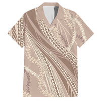 Polynesian Puakeniken Pikake Twisted Lei Family Matching Mermaid Dress and Hawaiian Shirt Beige - Polynesian Pride