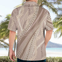 Polynesian Puakeniken Pikake Twisted Lei Hawaiian Shirt Beige LT7 - Polynesian Pride