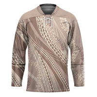 Polynesian Puakeniken Pikake Twisted Lei Hockey Jersey Beige - Polynesian Pride
