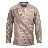 Polynesian Puakeniken Pikake Twisted Lei Hockey Jersey Beige LT7 Unisex Beige - Polynesian Pride