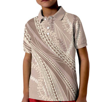 Polynesian Puakeniken Pikake Twisted Lei Kid Polo Shirt Beige LT7 Kid Beige - Polynesian Pride