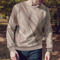 Polynesian Puakeniken Pikake Twisted Lei Ugly Christmas Sweater Beige - Polynesian Pride