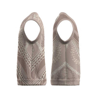 Polynesian Puakeniken Pikake Twisted Lei Christmas Knitted V-Neck Vest Beige - Polynesian Pride