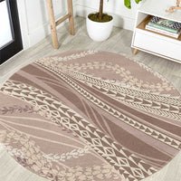 Polynesian Puakeniken Pikake Twisted Lei Round Carpet Beige - Polynesian Pride