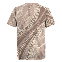 Polynesian Puakeniken Pikake Twisted Lei Rugby Jersey Beige LT7 - Polynesian Pride