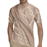 Polynesian Puakeniken Pikake Twisted Lei Rugby Jersey Beige LT7 - Polynesian Pride