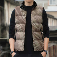 Polynesian Puakeniken Pikake Twisted Lei Sleeveless Puffer Jacket Beige LT7 - Polynesian Pride