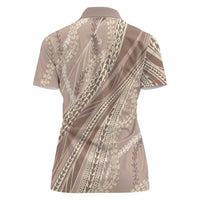 Polynesian Puakeniken Pikake Twisted Lei Women Polo Shirt Beige LT7 - Polynesian Pride