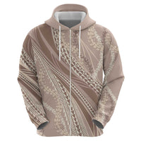 Polynesian Puakeniken Pikake Twisted Lei Zip Hoodie Beige LT7 - Polynesian Pride