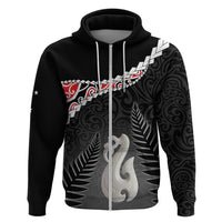 Personalised New Zealand Maori Zip Hoodie Manaia Mix Koru LT7 Zip Hoodie Black - Polynesian Pride