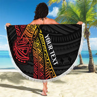 Personalized Papua New Guinea Beach Blanket Kundu Drum Carving Motifs LT7 - Polynesian Pride