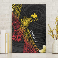 Personalized Papua New Guinea Canvas Wall Art Kundu Drum Carving Motifs LT7 Without Frame Black - Polynesian Pride