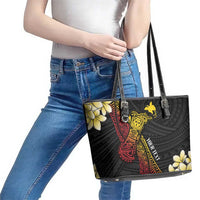 Personalized Papua New Guinea Leather Tote Bag Kundu Drum Carving Motifs LT7 - Polynesian Pride