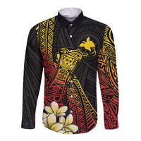 Personalized Papua New Guinea Long Sleeve Button Shirt Kundu Drum Carving Motifs LT7 Unisex Black - Polynesian Pride