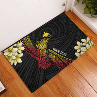 Personalized Papua New Guinea Rubber Doormat Kundu Drum Carving Motifs LT7 - Polynesian Pride