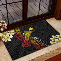 Personalized Papua New Guinea Rubber Doormat Kundu Drum Carving Motifs LT7 - Polynesian Pride