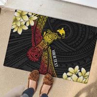 Personalized Papua New Guinea Rubber Doormat Kundu Drum Carving Motifs LT7 - Polynesian Pride