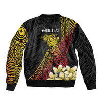 Personalized Papua New Guinea Sleeve Zip Bomber Jacket Kundu Drum Carving Motifs