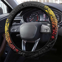 Papua New Guinea Steering Wheel Cover Kundu Drum Carving Motifs LT7 - Polynesian Pride