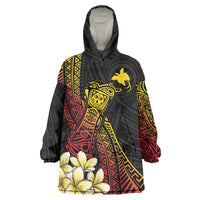 Personalized Papua New Guinea Wearable Blanket Hoodie Kundu Drum Carving Motifs LT7 One Size Black - Polynesian Pride