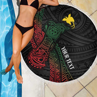Personalized Papua New Guinea Beach Blanket Kundu Drum Motifs - Sepik Colors LT7 - Polynesian Pride