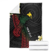 Personalized Papua New Guinea Blanket Kundu Drum Motifs - Sepik Colors LT7 - Polynesian Pride
