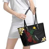 Personalized Papua New Guinea Leather Tote Bag Kundu Drum Motifs - Sepik Colors LT7 - Polynesian Pride