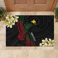 Personalized Papua New Guinea Rubber Doormat Kundu Drum Motifs - Sepik Colors LT7 Black - Polynesian Pride