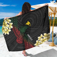 Personalized Papua New Guinea Sarong Kundu Drum Motifs - Sepik Colors LT7 One Size 44 x 66 inches Black - Polynesian Pride