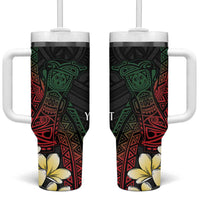 Personalized Papua New Guinea Tumbler With Handle Kundu Drum Motifs - Sepik Colors LT7 One Size: 40 oz Black - Polynesian Pride