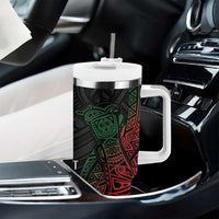 Personalized Papua New Guinea Tumbler With Handle Kundu Drum Motifs - Sepik Colors LT7 - Polynesian Pride