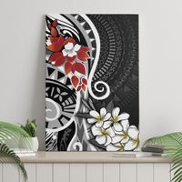 Bula Fiji Tagimaucia Mix Plumeria Masi Tapa Canvas Wall Art Black