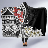 Bula Fiji Tagimaucia Mix Plumeria Masi Tapa Hooded Blanket Black