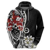 Bula Fiji Tagimaucia Mix Plumeria Masi Tapa Zip Hoodie Black LT7 - Polynesian Pride