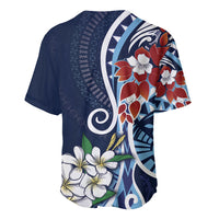Bula Fiji Tagimaucia Mix Plumeria Masi Tapa Baseball Jersey Blue LT7 - Polynesian Pride