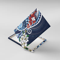 Bula Fiji Tagimaucia Mix Plumeria Masi Tapa Canvas Wall Art Blue