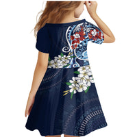 Bula Fiji Tagimaucia Mix Plumeria Masi Tapa Family Matching Mermaid Dress and Hawaiian Shirt Blue LT7 - Polynesian Pride