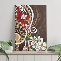 Bula Fiji Tagimaucia Mix Plumeria Masi Tapa Canvas Wall Art Brown