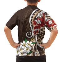 Bula Fiji Tagimaucia Mix Plumeria Masi Tapa Kid Hawaiian Shirt Brown LT7 - Polynesian Pride