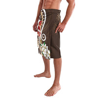 Bula Fiji Tagimaucia Mix Plumeria Masi Tapa Lavalava Brown LT7 - Polynesian Pride