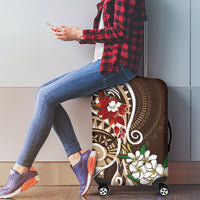 Bula Fiji Tagimaucia Mix Plumeria Masi Tapa Luggage Cover Brown