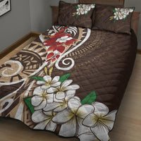 Bula Fiji Tagimaucia Mix Plumeria Masi Tapa Quilt Bed Set Brown