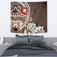 Bula Fiji Tagimaucia Mix Plumeria Masi Tapa Tapestry Brown