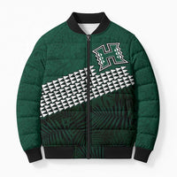 Hawaii Rainbow Warriors Alumni Custom Bomber Puffer Jacket Kanaka Arrows Tropical Vibes LT7 Unisex Green - Polynesian Pride
