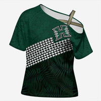 Hawaii Rainbow Warriors Alumni Custom Cross Shoulder Shirt Kanaka Arrows Tropical Vibes LT7 Female Green - Polynesian Pride