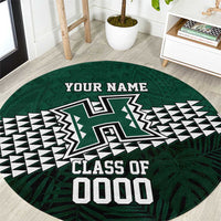 Hawaii Rainbow Warriors Alumni Custom Round Carpet Kanaka Arrows Tropical Vibes LT7 Green - Polynesian Pride