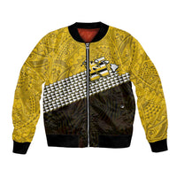 Hawaii Nanakuli High Alumni Custom Bomber Jacket Kanaka Arrows Tropical Vibes LT7 Unisex Yellow Black - Polynesian Pride