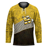Hawaii Nanakuli High Alumni Custom Hockey Jersey Kanaka Arrows Tropical Vibes LT7 Unisex Yellow Black - Polynesian Pride