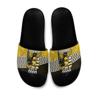 Hawaii Nanakuli High Alumni Custom Slide Sandals Kanaka Arrows Tropical Vibes LT7 Yellow Black - Polynesian Pride