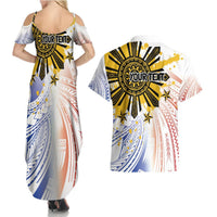 Philippines Independence Day Couples Matching Summer Maxi Dress and Hawaiian Shirt Eagle Mix Filipino Flag Tribal Style LT7 - Polynesian Pride